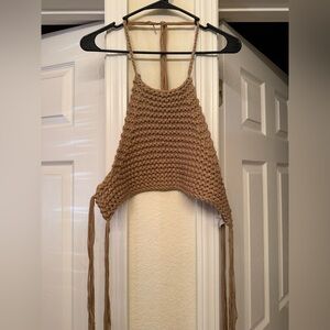 Brown Knit Crop Top